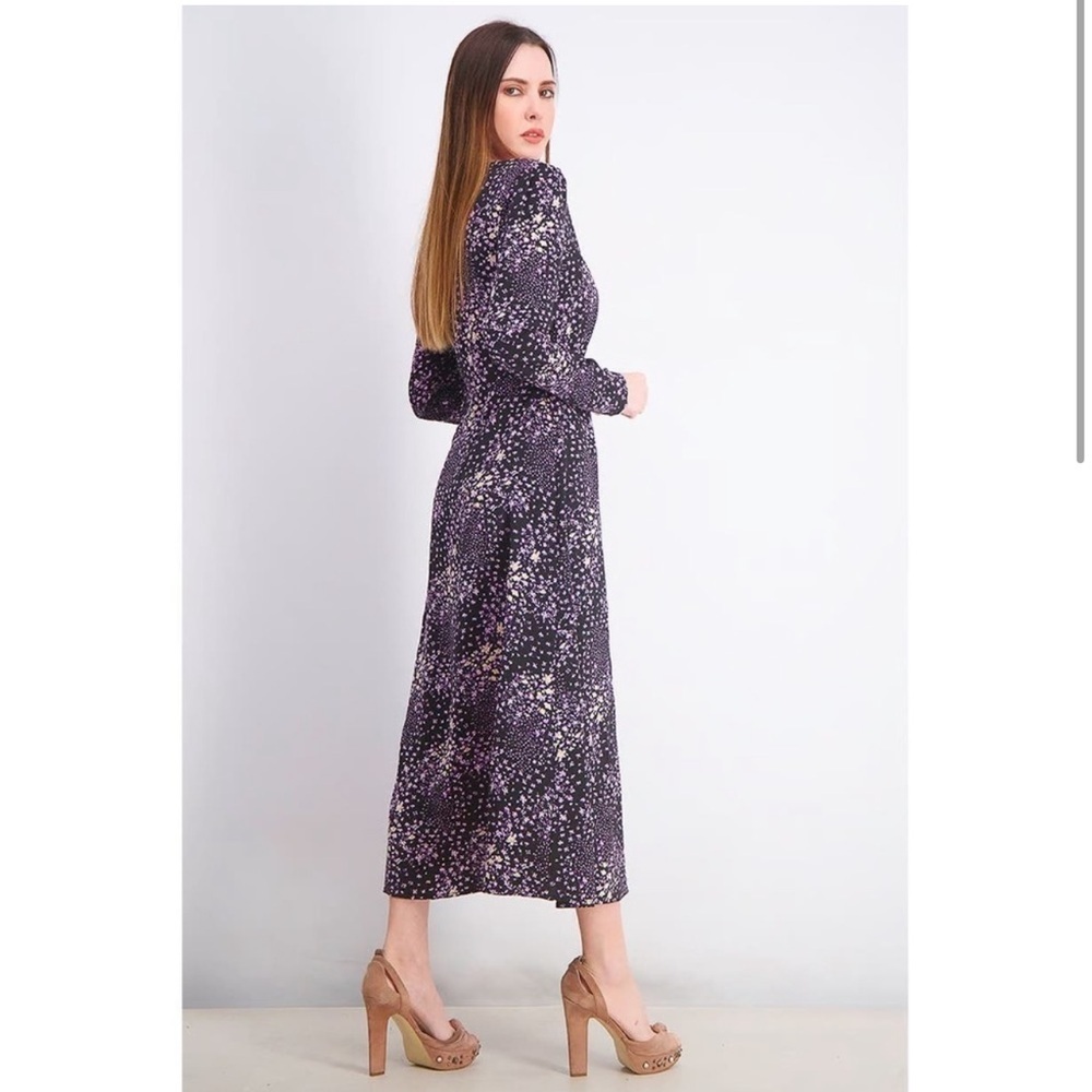 missguided slit dress ( floral, multicolored purple black ) size 4 maxi boho - Picture 2 of 9